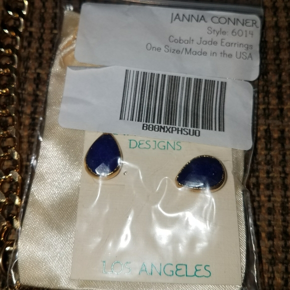 New Janna Conner cobalt jade earrings - Picture 2 of 2